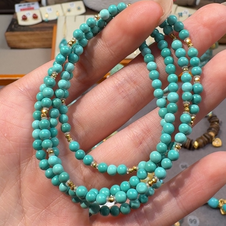 绿松石18K金镶嵌毛衣链