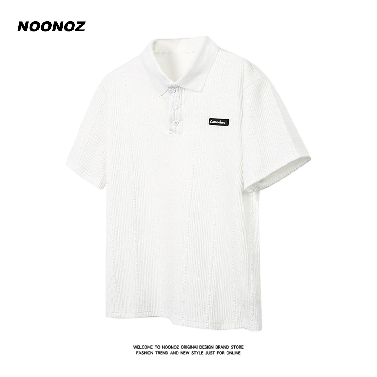 NOONOZ通勤百搭竖纹理显瘦正肩POLO衫男夏季基础休闲T恤上衣