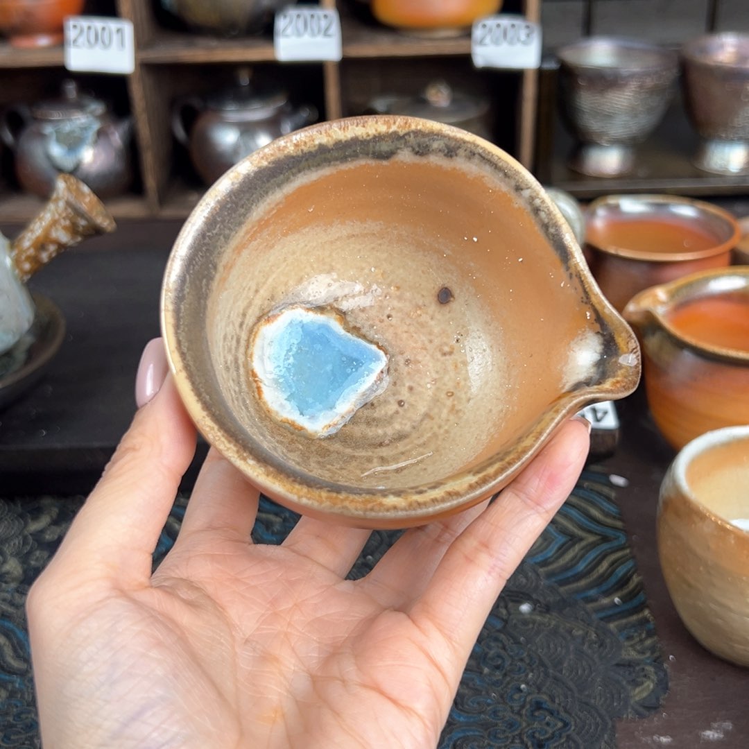 杯星*柴烧茶器中白公道杯