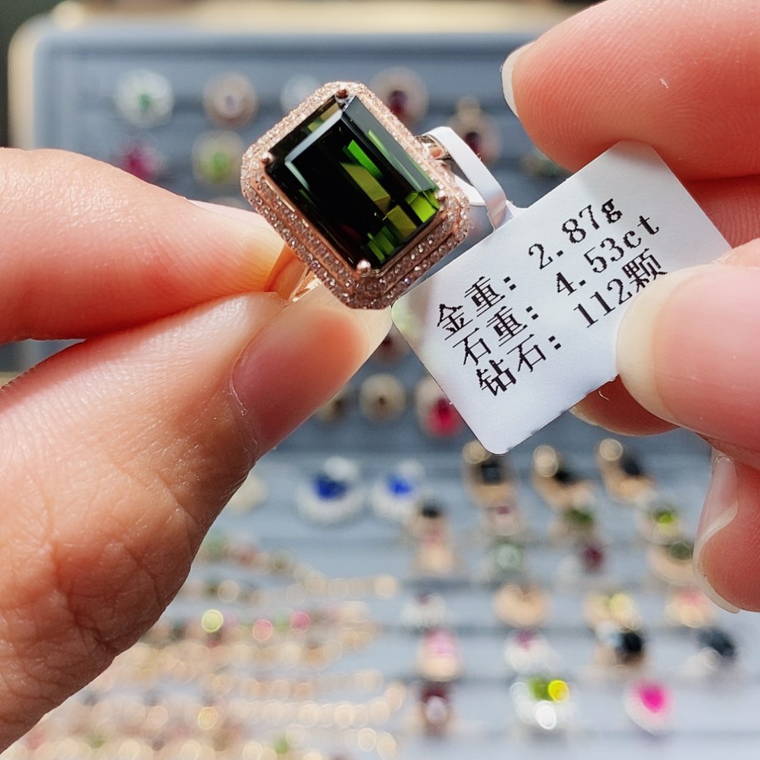 碧玺戒指18K金镶嵌4.53c t