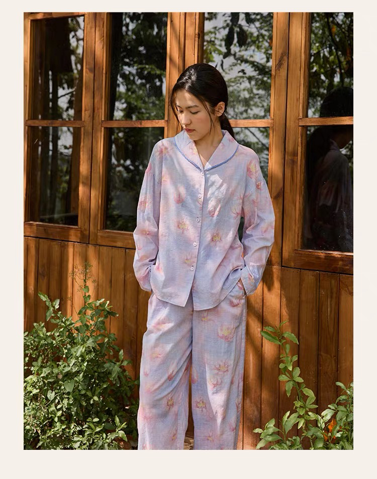朵朵可可25秋冬新品家居服春秋休闲情侣粉色宽松加厚印花冬季睡衣