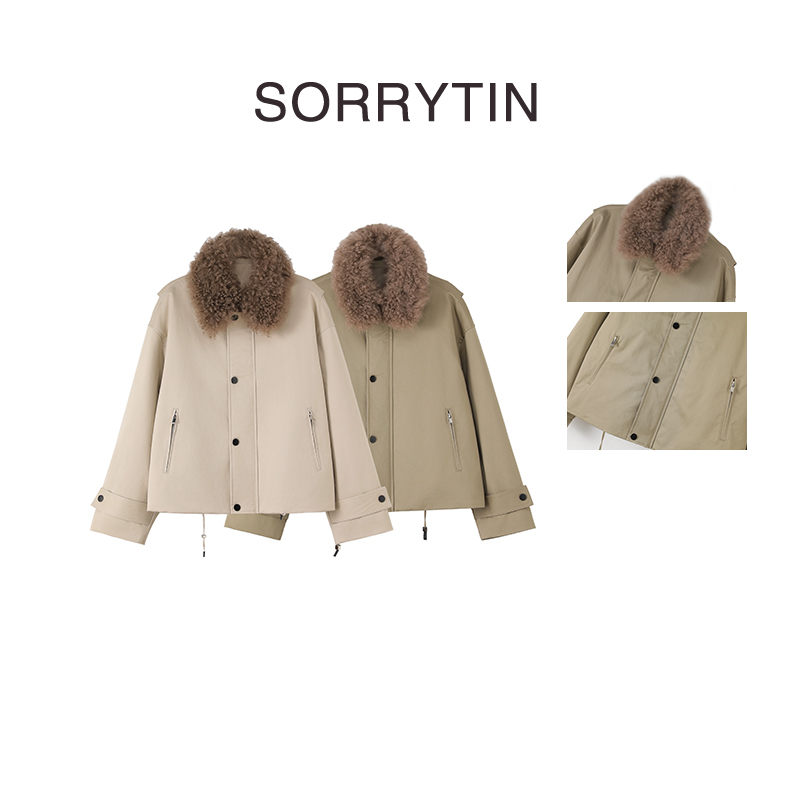 《美丽男友》思家高品质 飒爽气质 可拆卸羊绒毛领棉服派克服