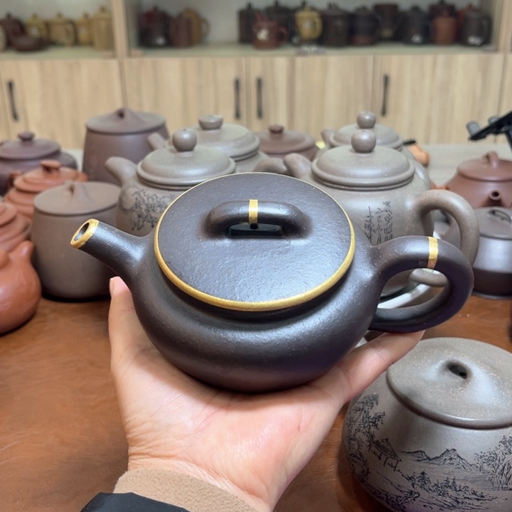 茶壶紫砂纯石黄全手工制作260 CC