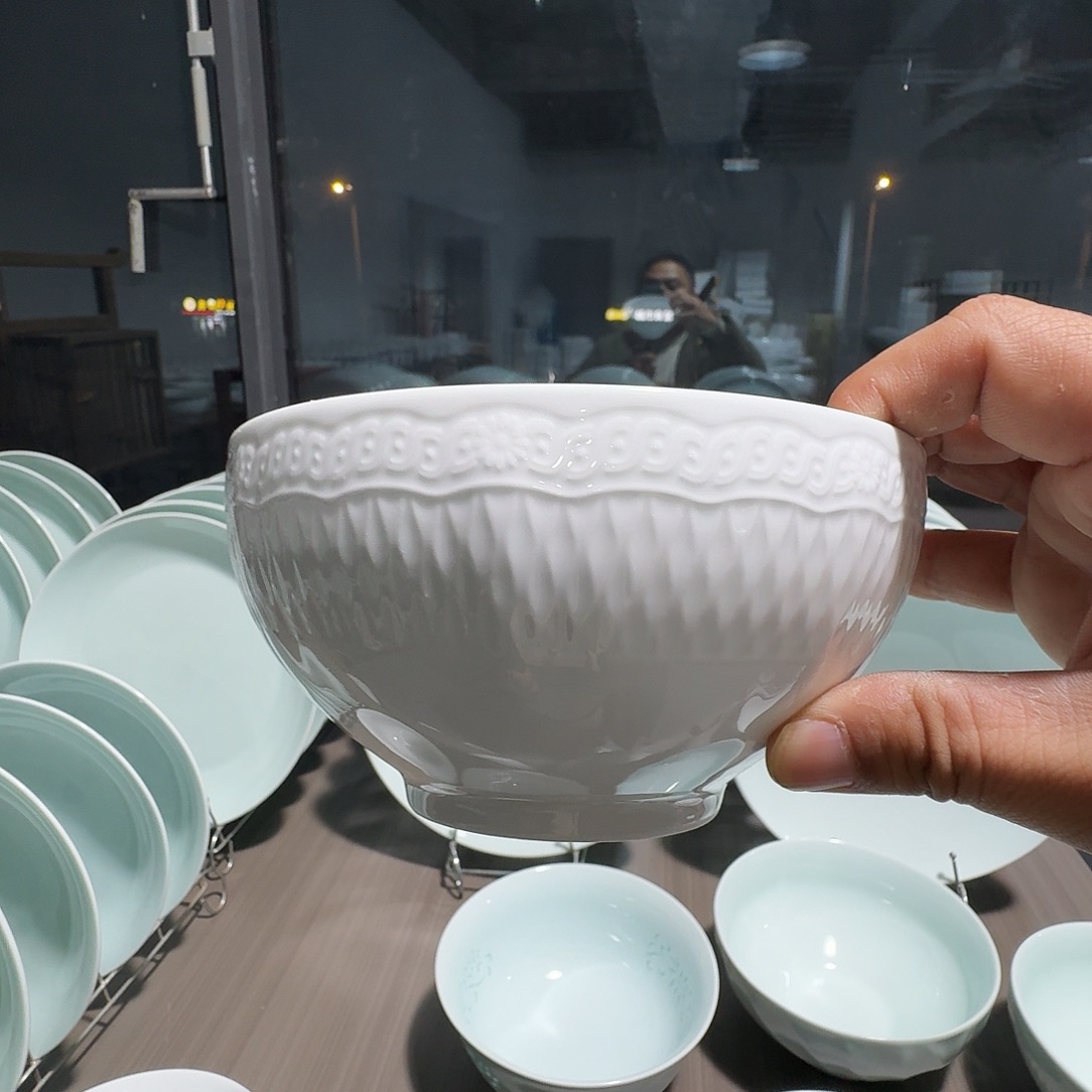 杯景德镇陶瓷白胎中国结面碗2个