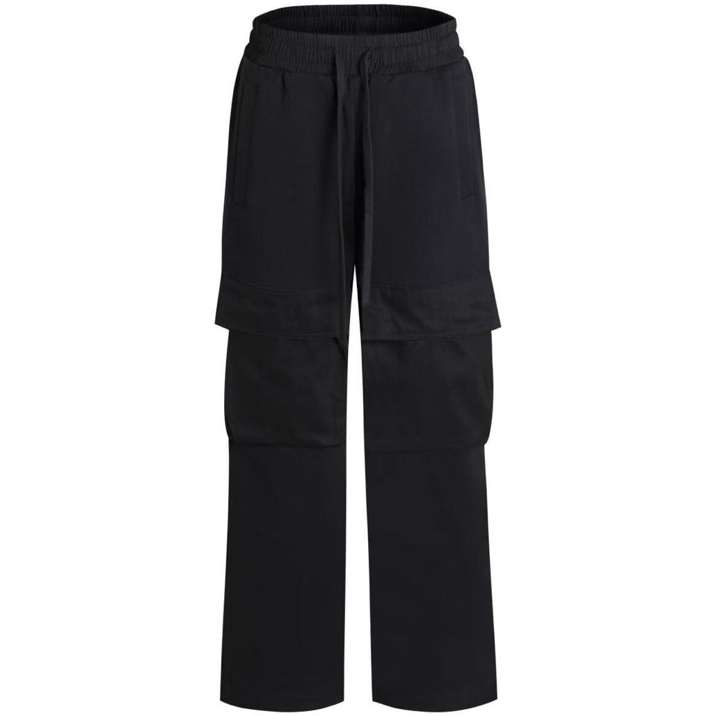 Almonds. 黑色抽绳大口袋设计运动休闲长裤宽松纯色时尚百搭