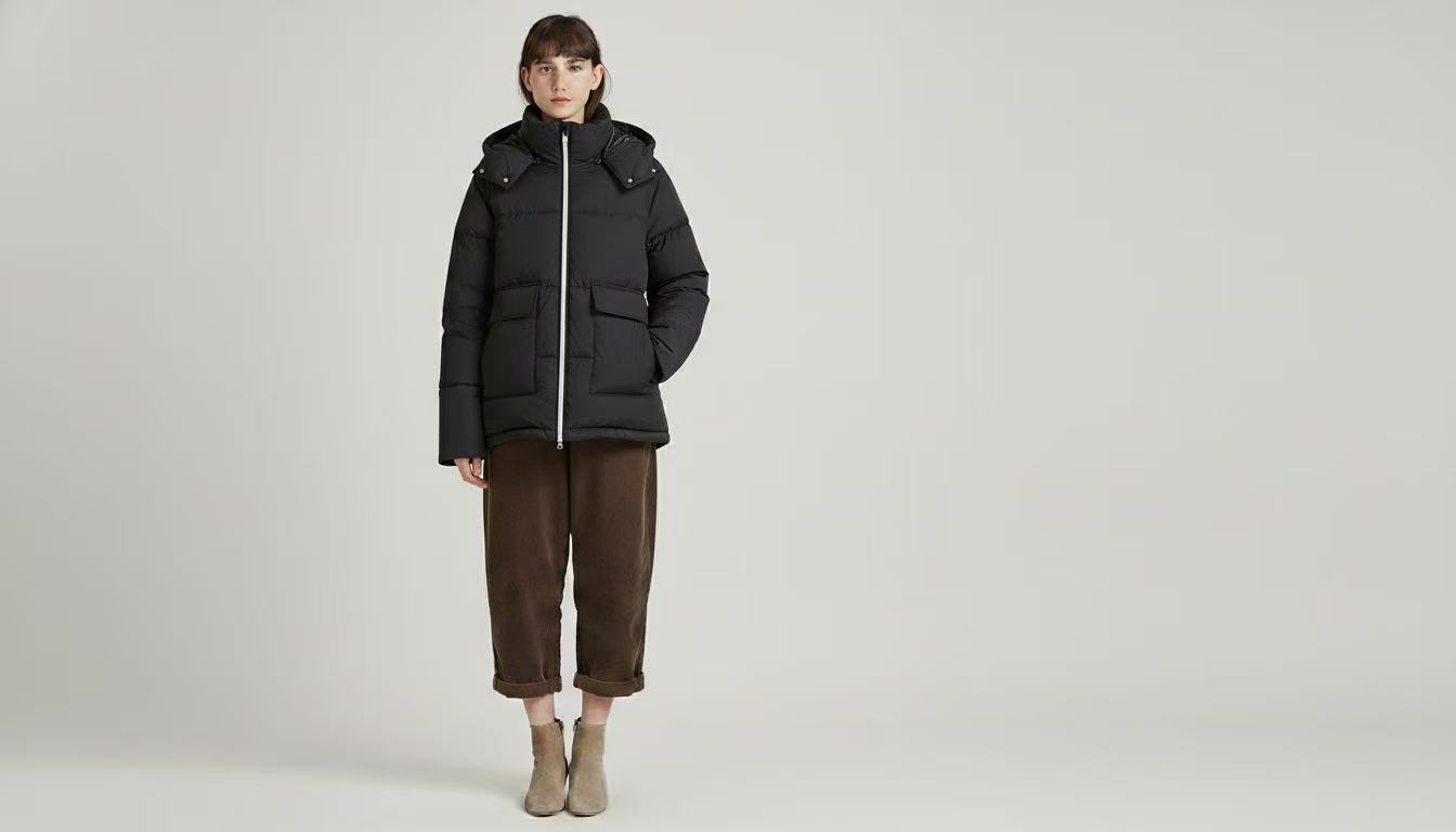 微胖秋冬新款高级纯色时尚长款大口袋休闲羽绒服外套女 2370