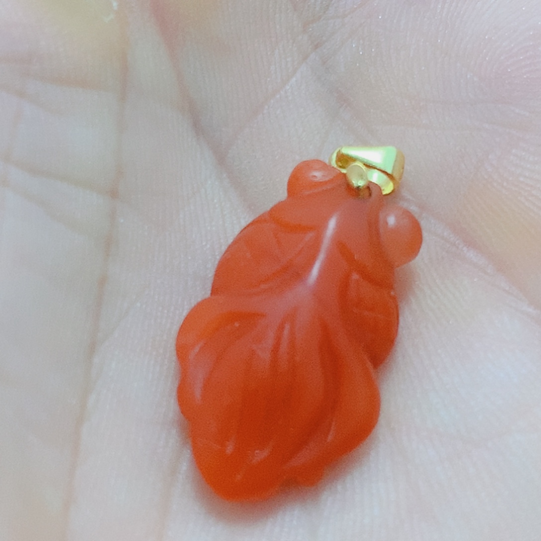 南红玛瑙银S925镶嵌吊坠(不含链)