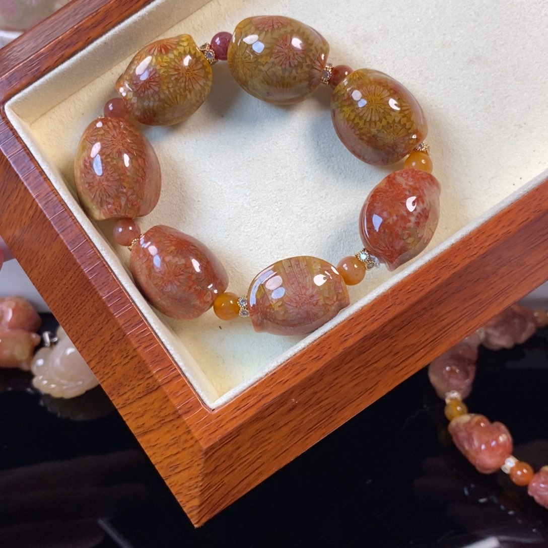 硅化珊瑚（珊瑚玉）合金手串4500