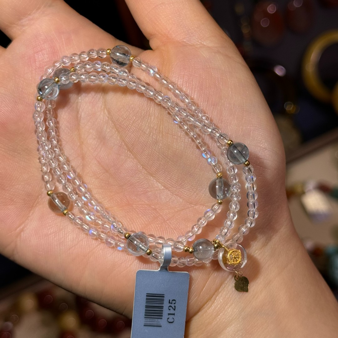 左边婷姐丨天然月光石多圈手串（C125）