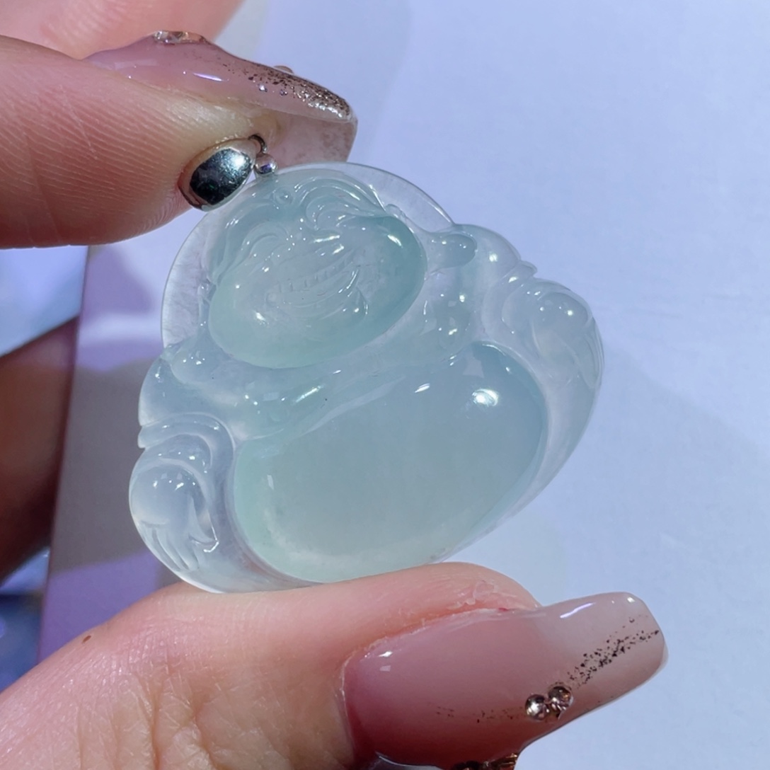 翡翠颈饰18K金镶嵌佛公