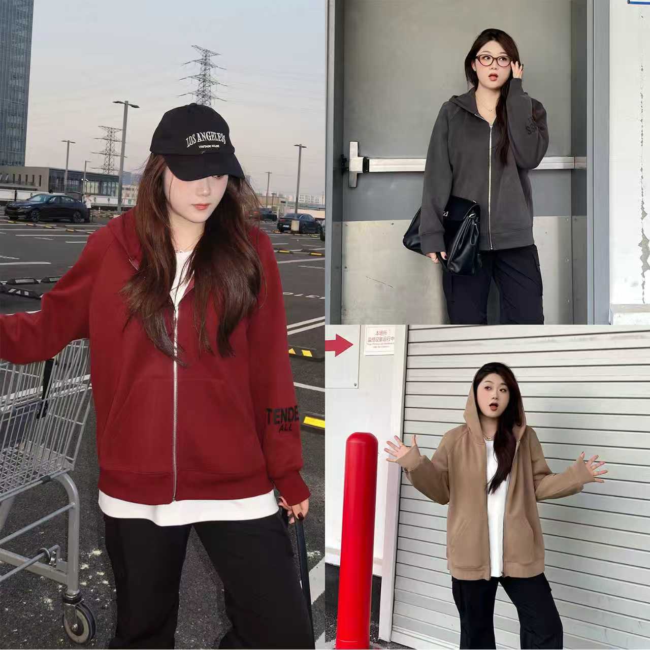 裂渡宣宣【黑胶曼塔】微胖大码女秋百搭时尚印花针织外套ZY507A61