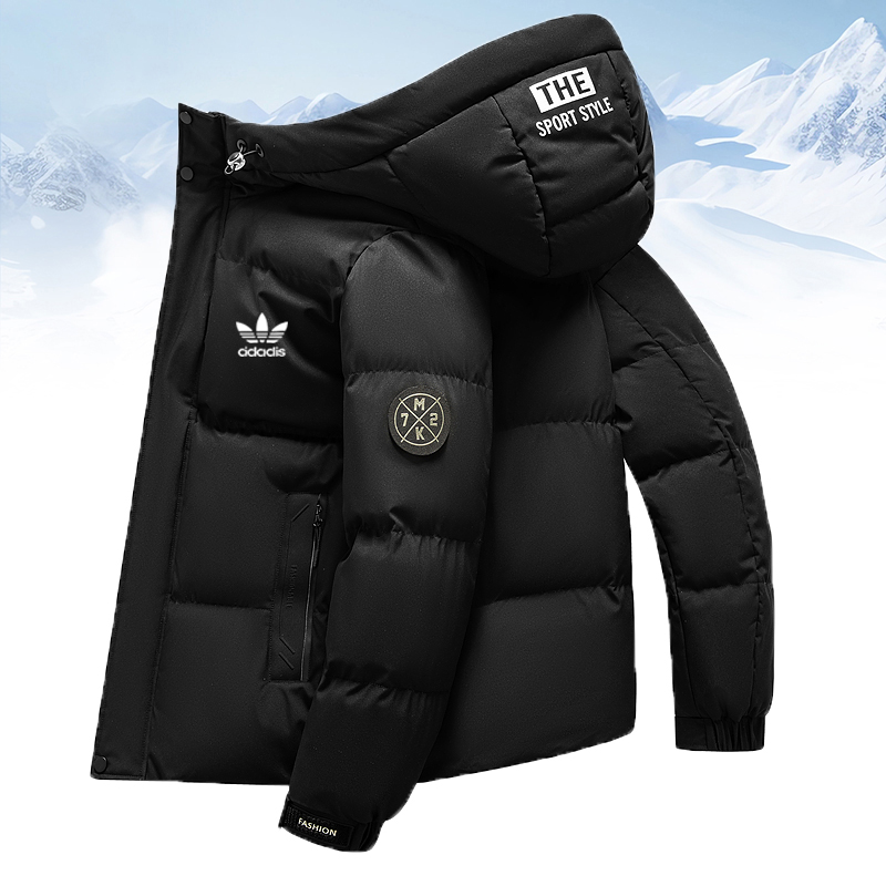 阿i迪达斯羽绒棉服男士冬季外套保暖新款青年连帽棉衣加厚棉袄男
