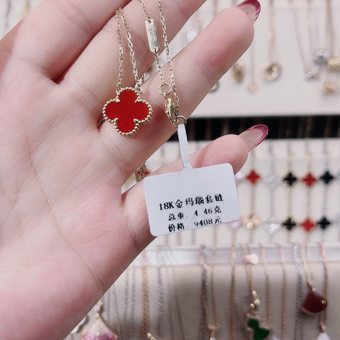 玛瑙项链18K金镶嵌k黄