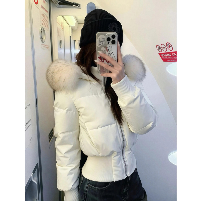 棉服女短款2025冬季新款大毛领加厚棉衣韩系收腰百搭宽松棉袄外套