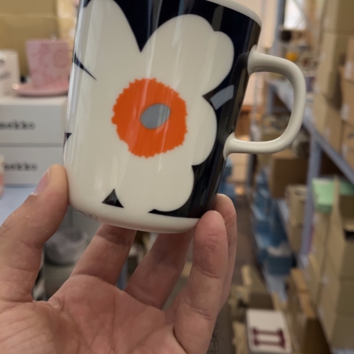 marimekko黑底白花60周年250ml马克