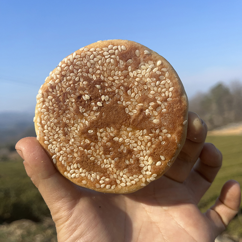 【柴火芝麻饼】农村家自制老资丘老式面饼馅饼发糕点心