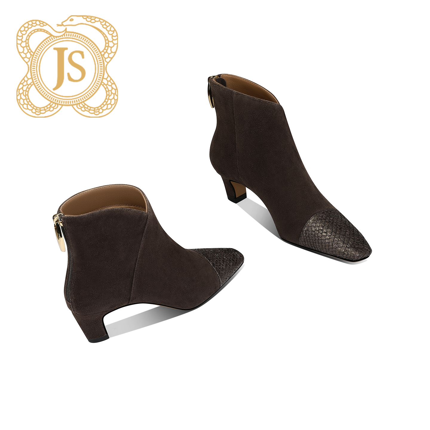 已开价，3192X8516黑色细跟高跟尖头秋冬时尚欧美方头粗跟时装靴