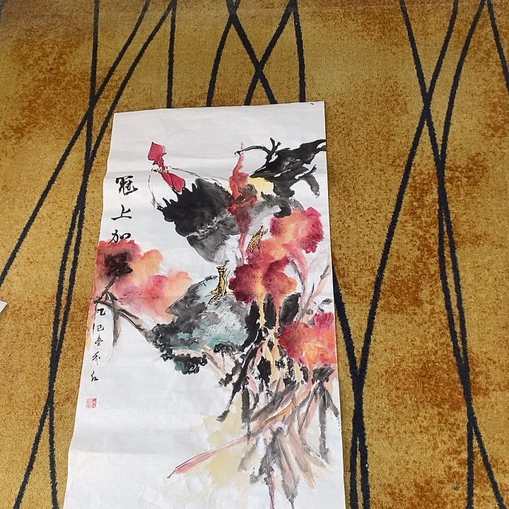 刘***袋国画50/100周秀红手绘画芯
