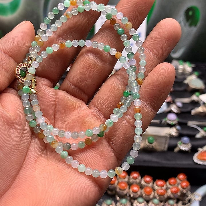 翡翠未镶嵌项链缅甸天然A货翡翠