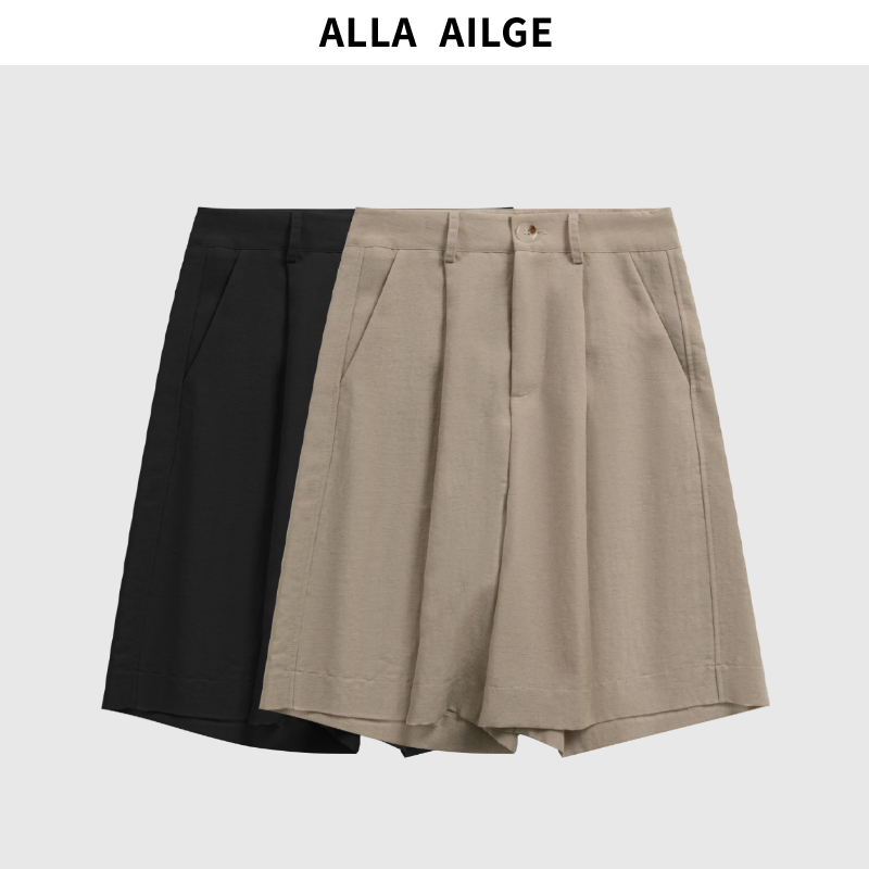 ALLA AILGE「时髦女编辑」天丝亚麻混纺百慕大短裤