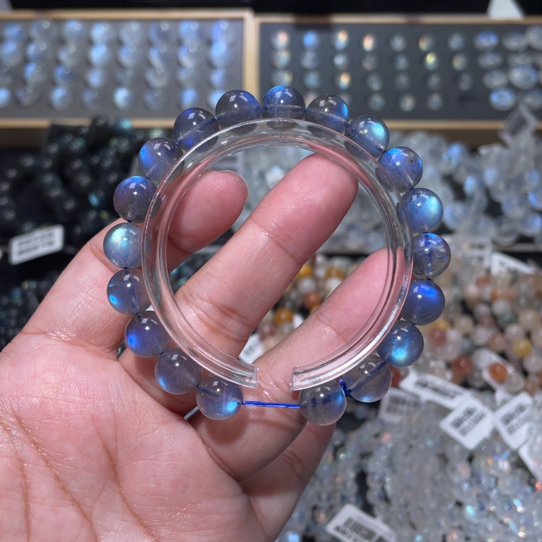 手链未镶嵌长石纯蓝光灰月光手链9mm+