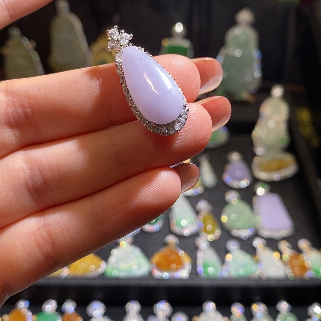 颈饰银S925镶嵌翡翠天然翡翠