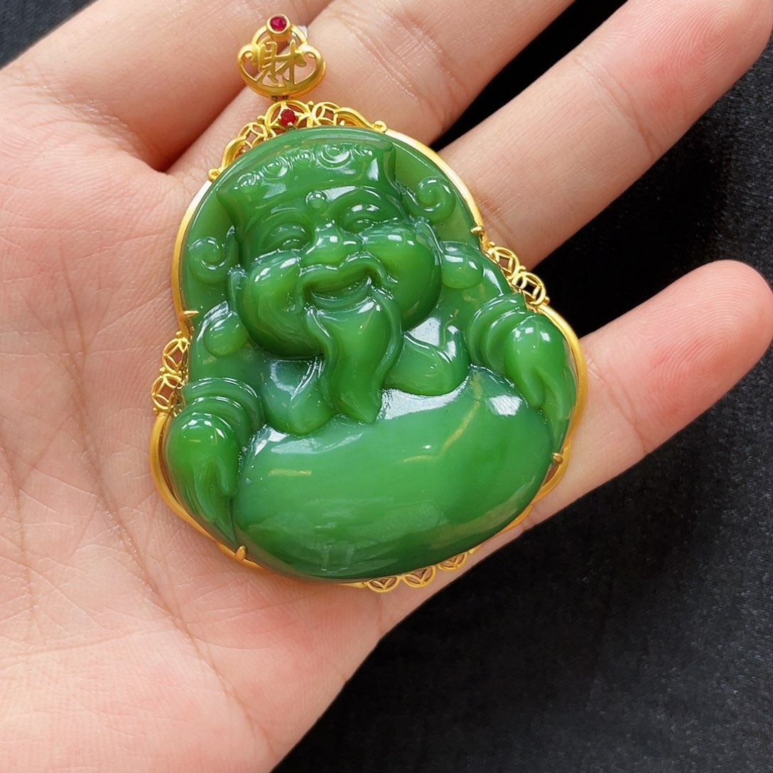 吊坠(赠链)18K金镶嵌和田玉