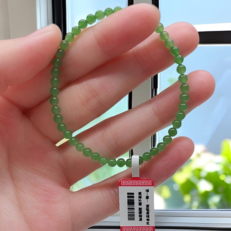 碧玉绿圆珠适合女性佩戴手串玉手串
