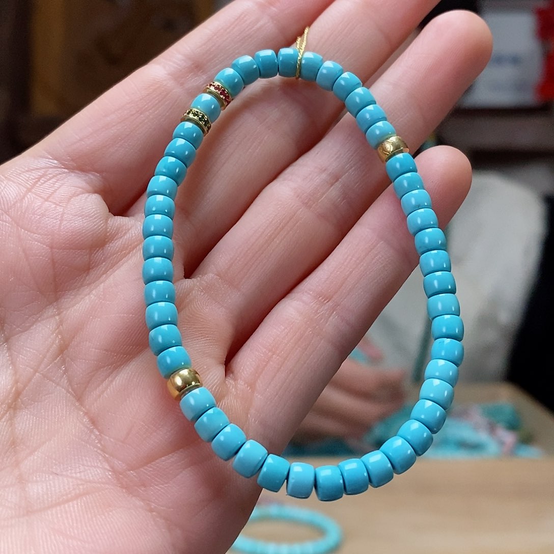 绿松石珠宝奇石18K金镶嵌