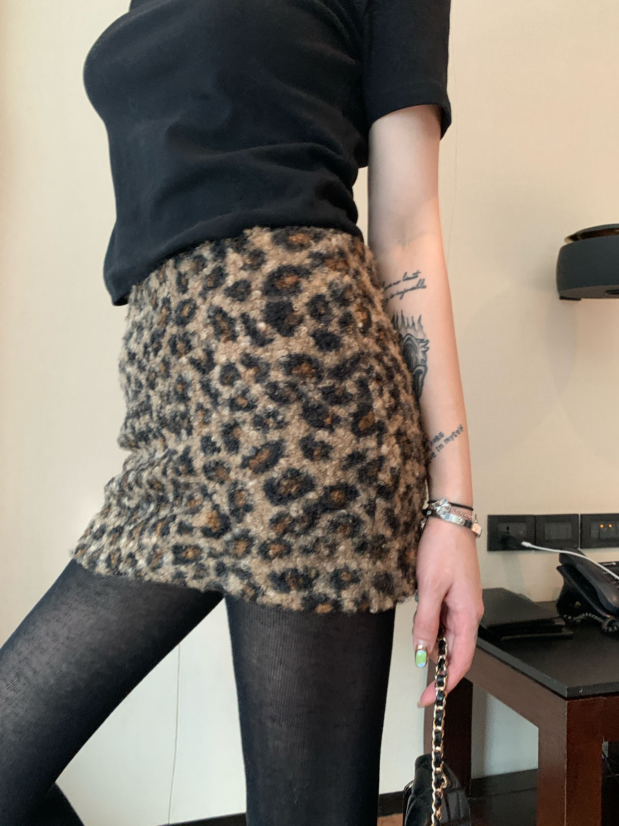 Lynka Vogue美式辣妹高腰豹纹半身裙2025冬季新款修身百搭包臀裙