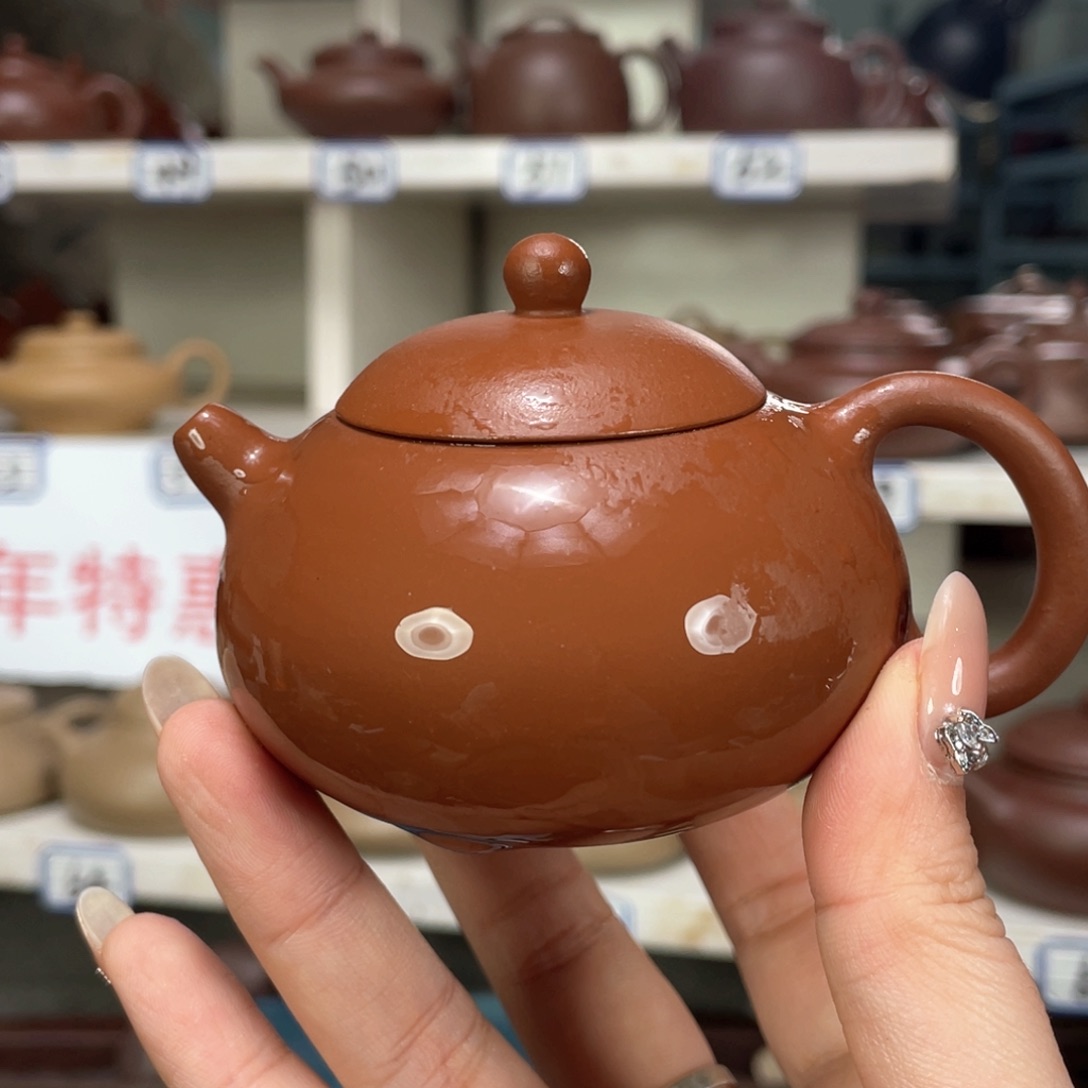 紫砂茶壶紫泥半手100毫升微宽盖