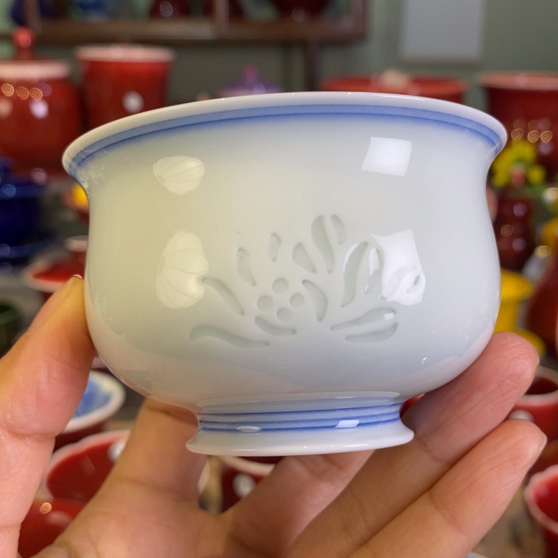 清欢雅玩原矿柴窑玲珑炉士杯