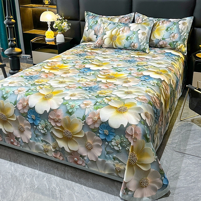 《三件套冰丝软凉席》5D立体数码印花凉感款床单款冰丝席印花凉席