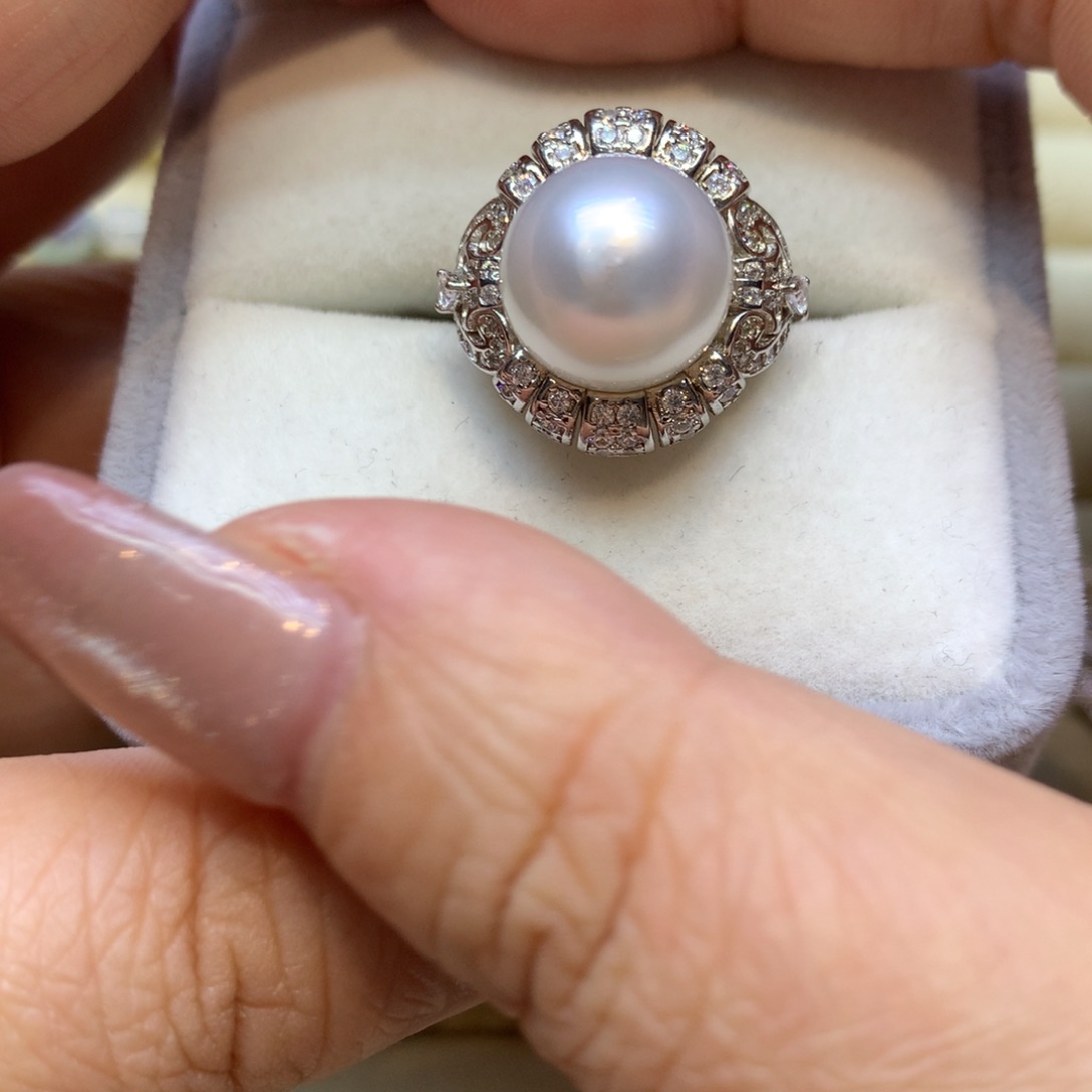 银S925镶嵌戒指海水珍珠