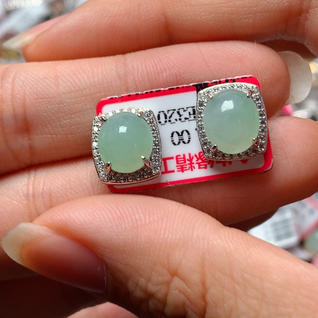 翡翠戒指银S925镶嵌天然翡翠吊坠