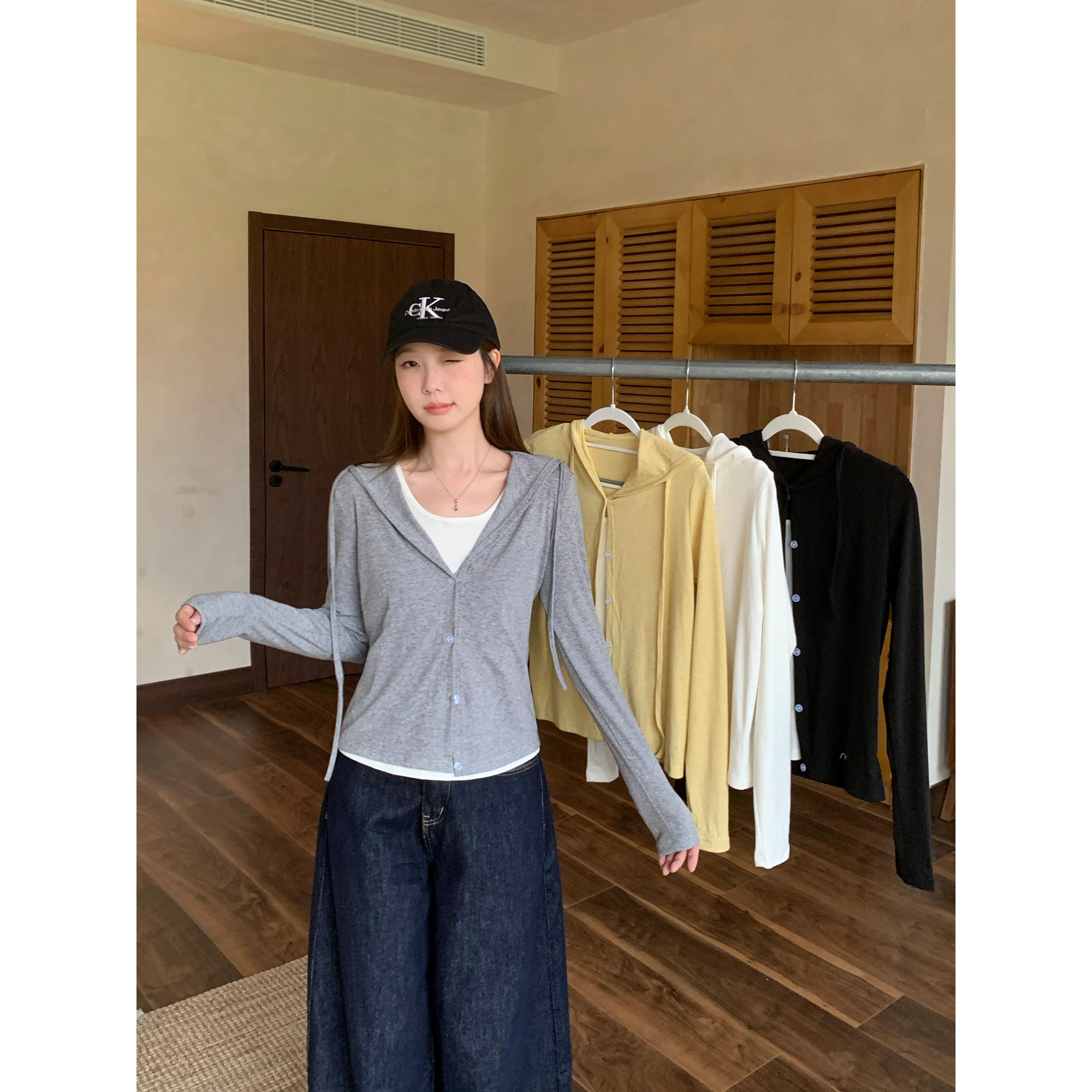 哺乳衣外穿外出秋季胖mm大码女撞色假两件连帽春秋喂奶长袖上衣
