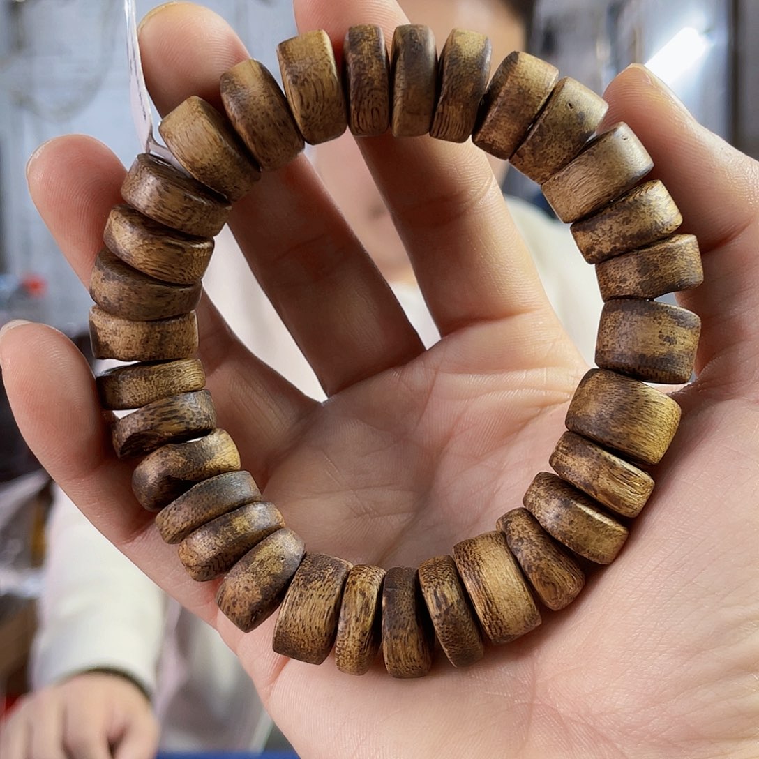 沉香手串野生绿棋片珠单圈1.5/21克多样性发一