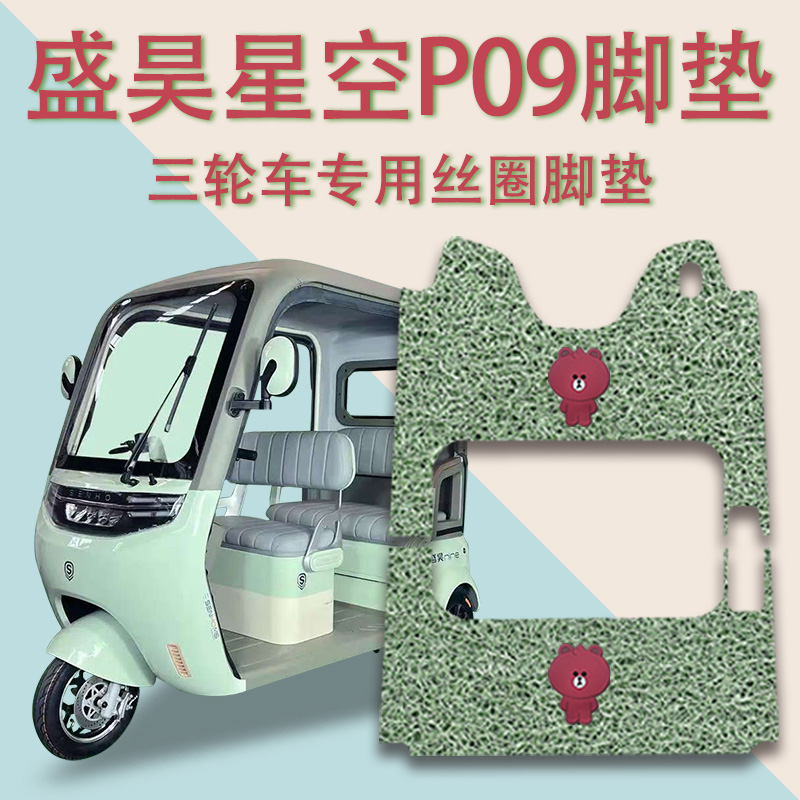 适用盛昊星空P09电动三轮车脚垫防滑丝圈耐磨免裁脚踩踏板垫踏皮