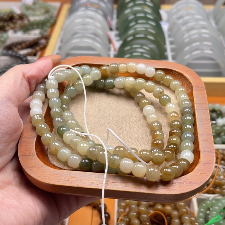 和田玉珠串6*7mm未镶嵌