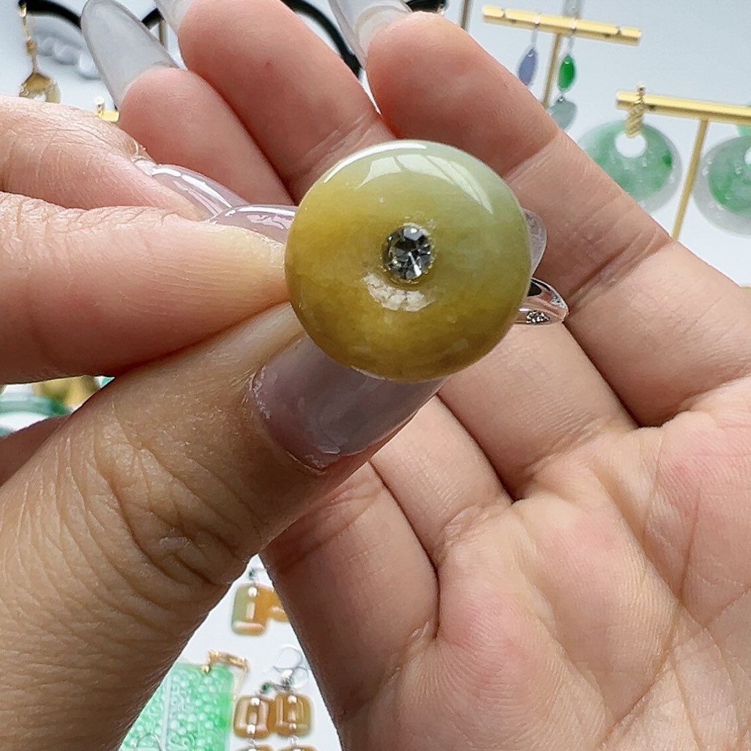 翡翠银S925镶嵌耳饰天然缅甸A货翡翠