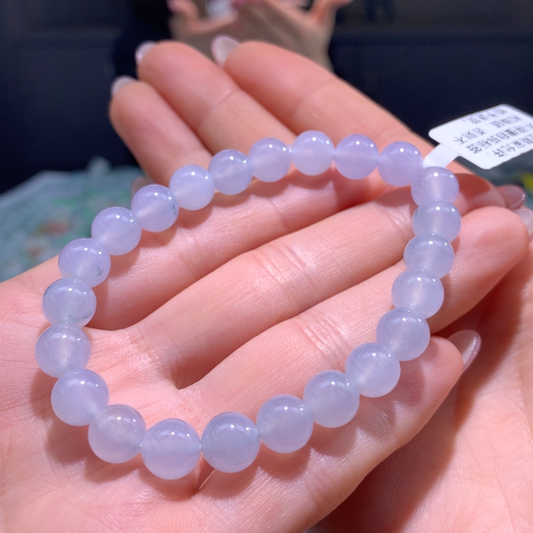 翡翠手链未镶嵌冰紫底手链卡8.6m m