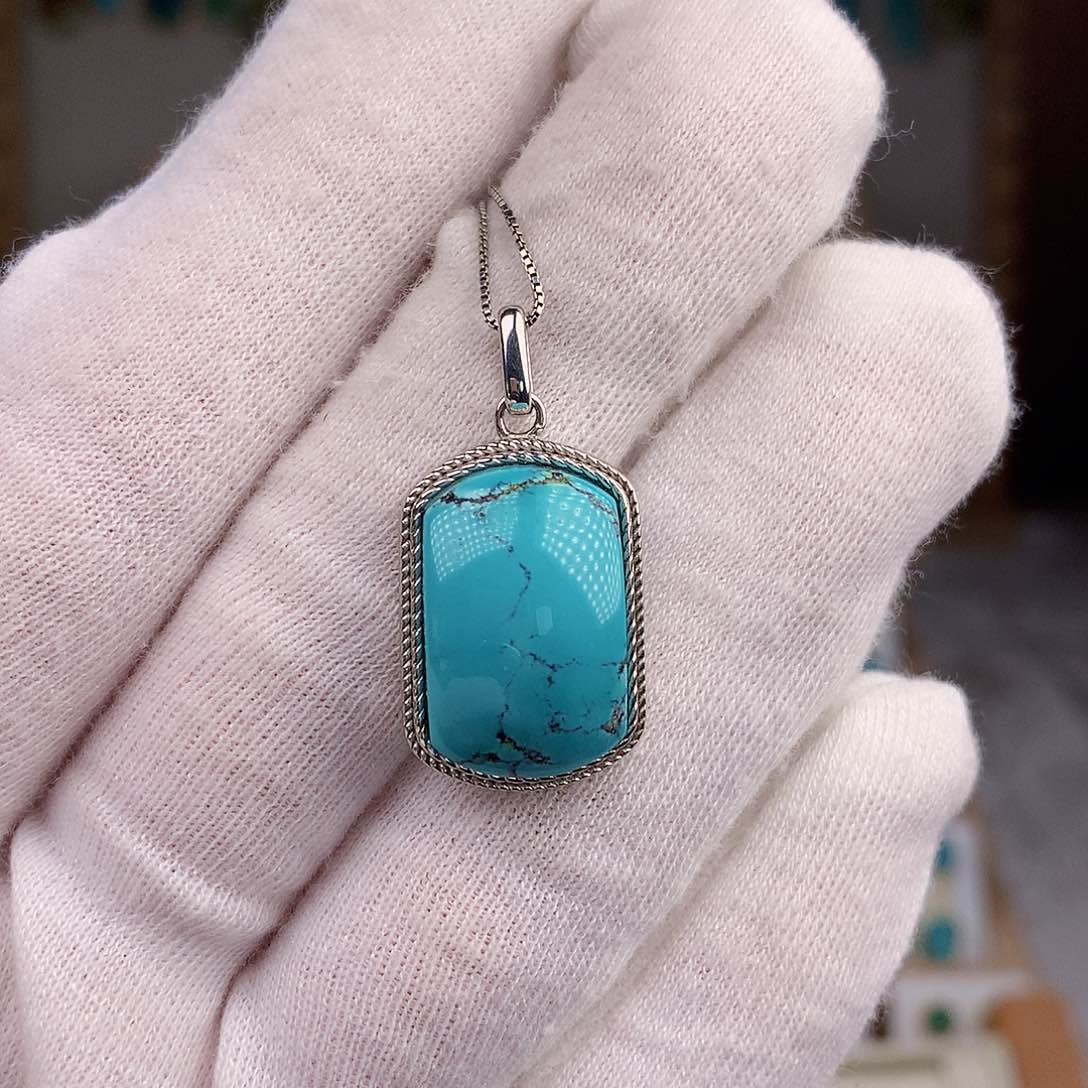 绿松石颈饰银S925镶嵌