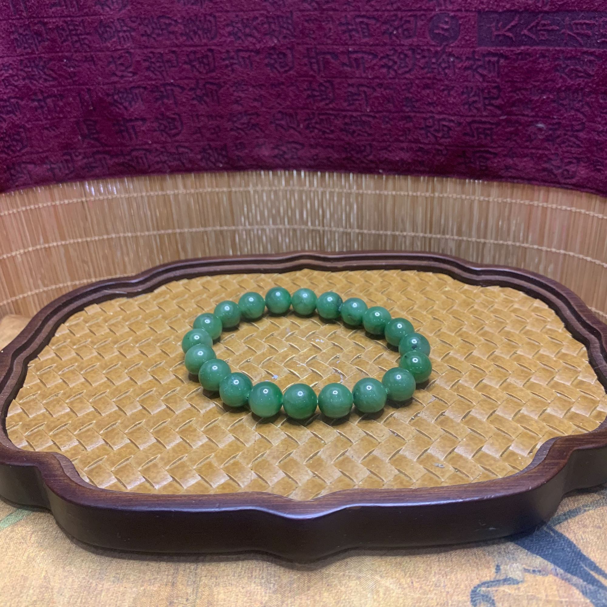 W和田玉碧玉圆珠手串（卡10）1641