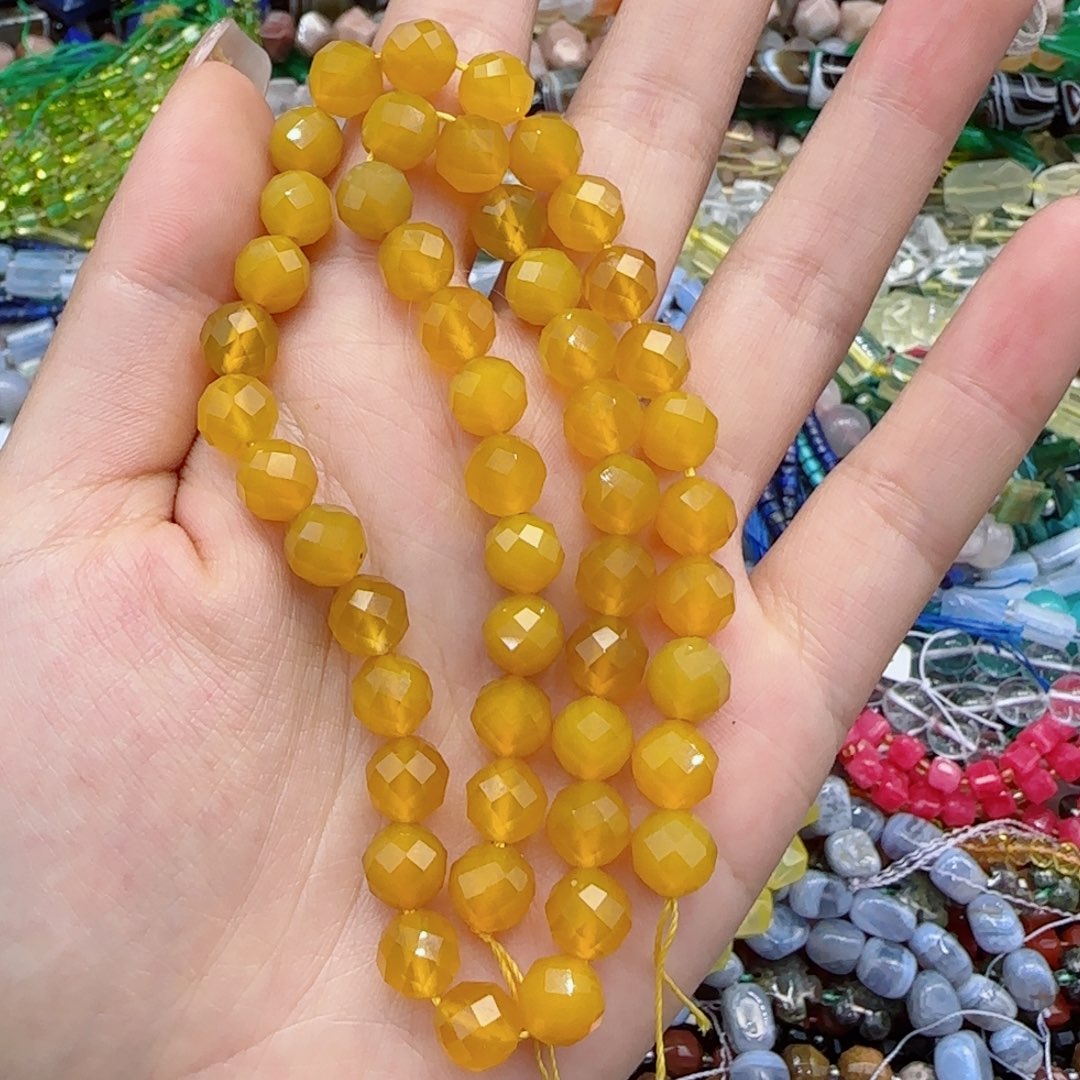 玛瑙/玉髓珠宝半成品未镶嵌黄玛瑙切面一条卡8