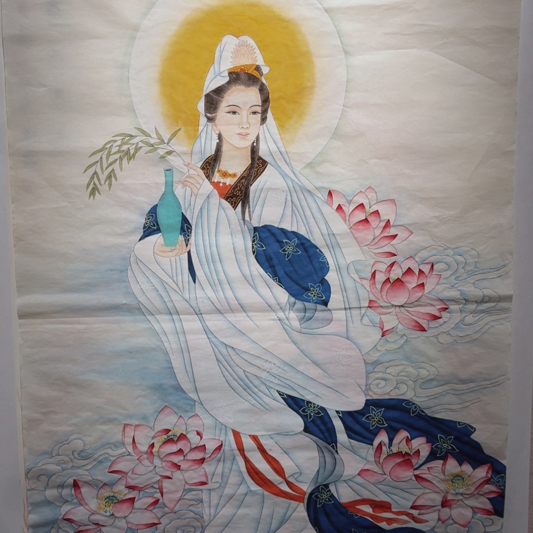 国画?***乐李老师踏画观音菩萨