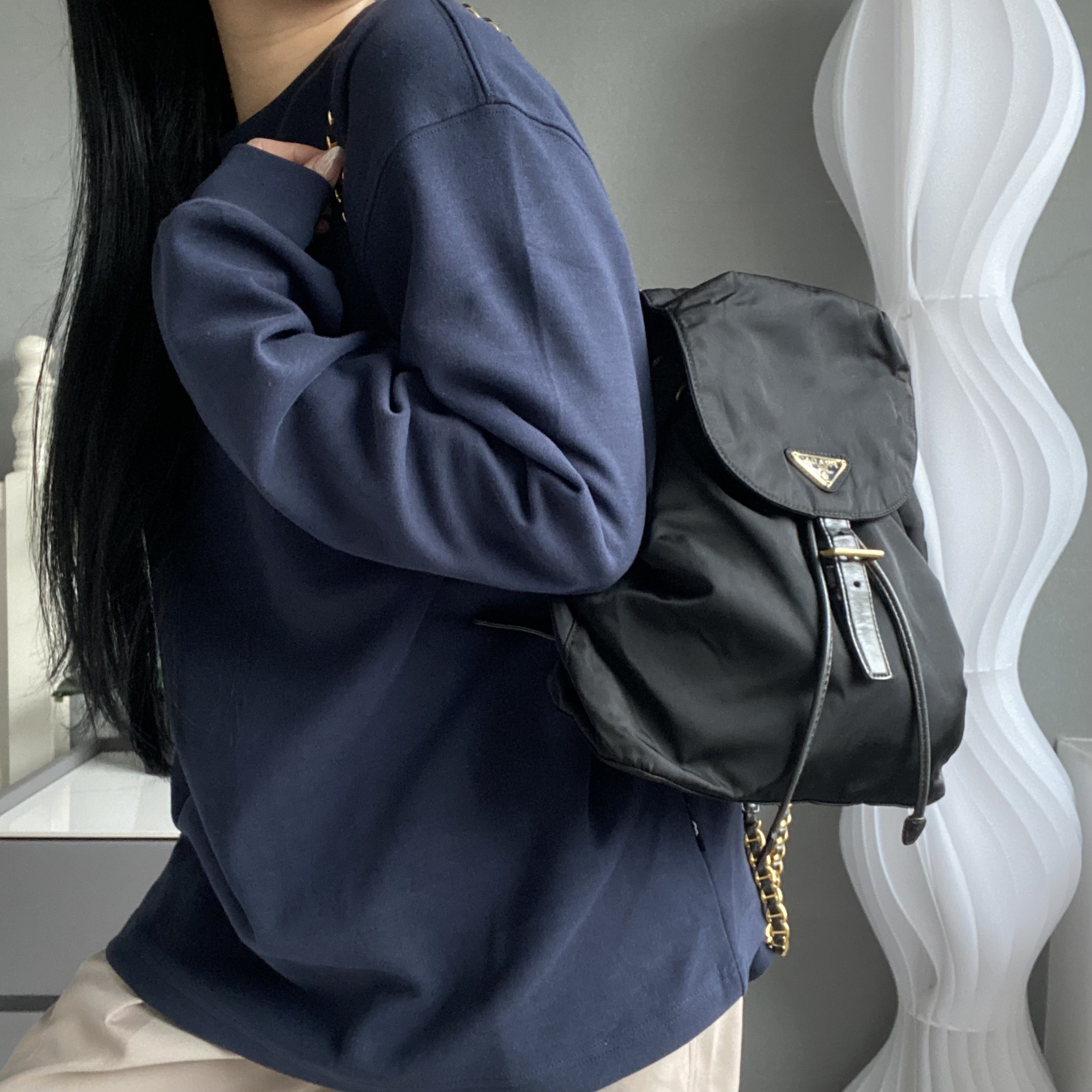 95新 Prada/普拉达 【可】黑色尼龙小书包 00 1232
