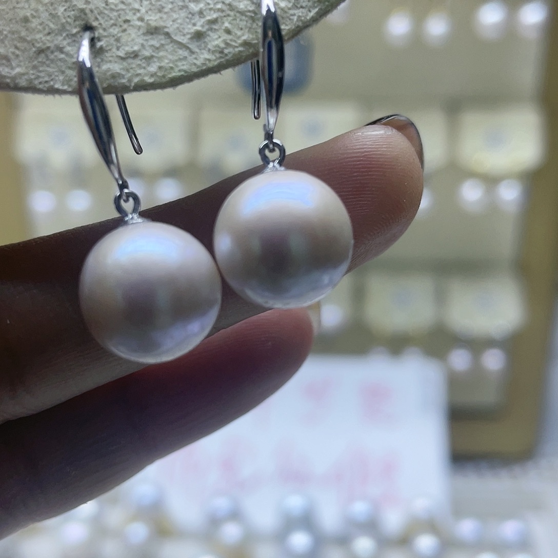 淡水珍珠耳饰银S925镶嵌