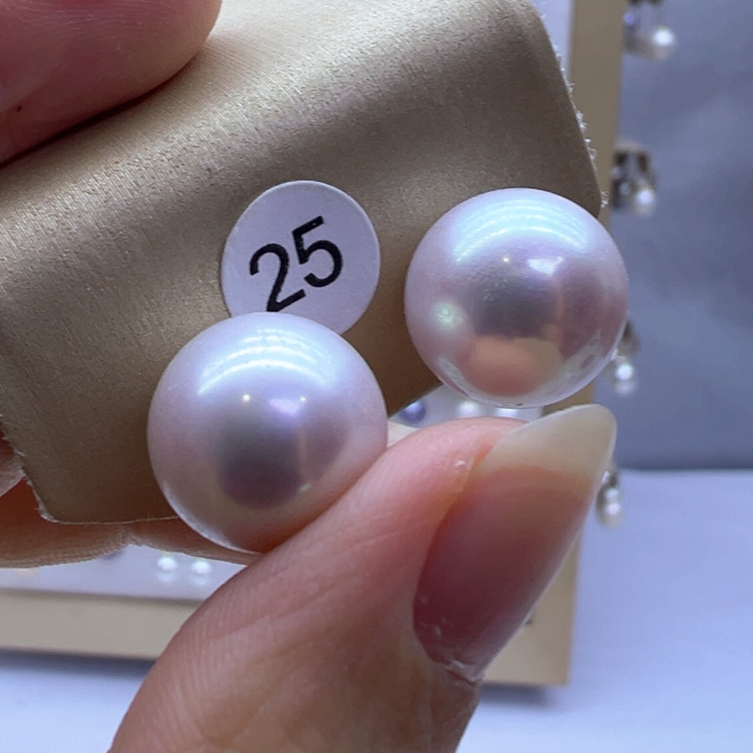 银S925镶嵌淡水珍珠耳饰