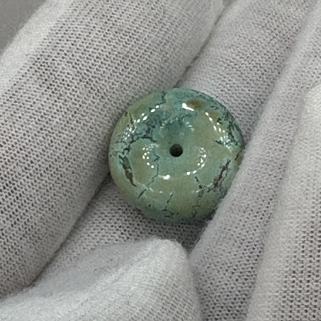 湖北原矿绿松石面包圈16.7*6.8瓷釉品质无优化非泡油产品性价比高