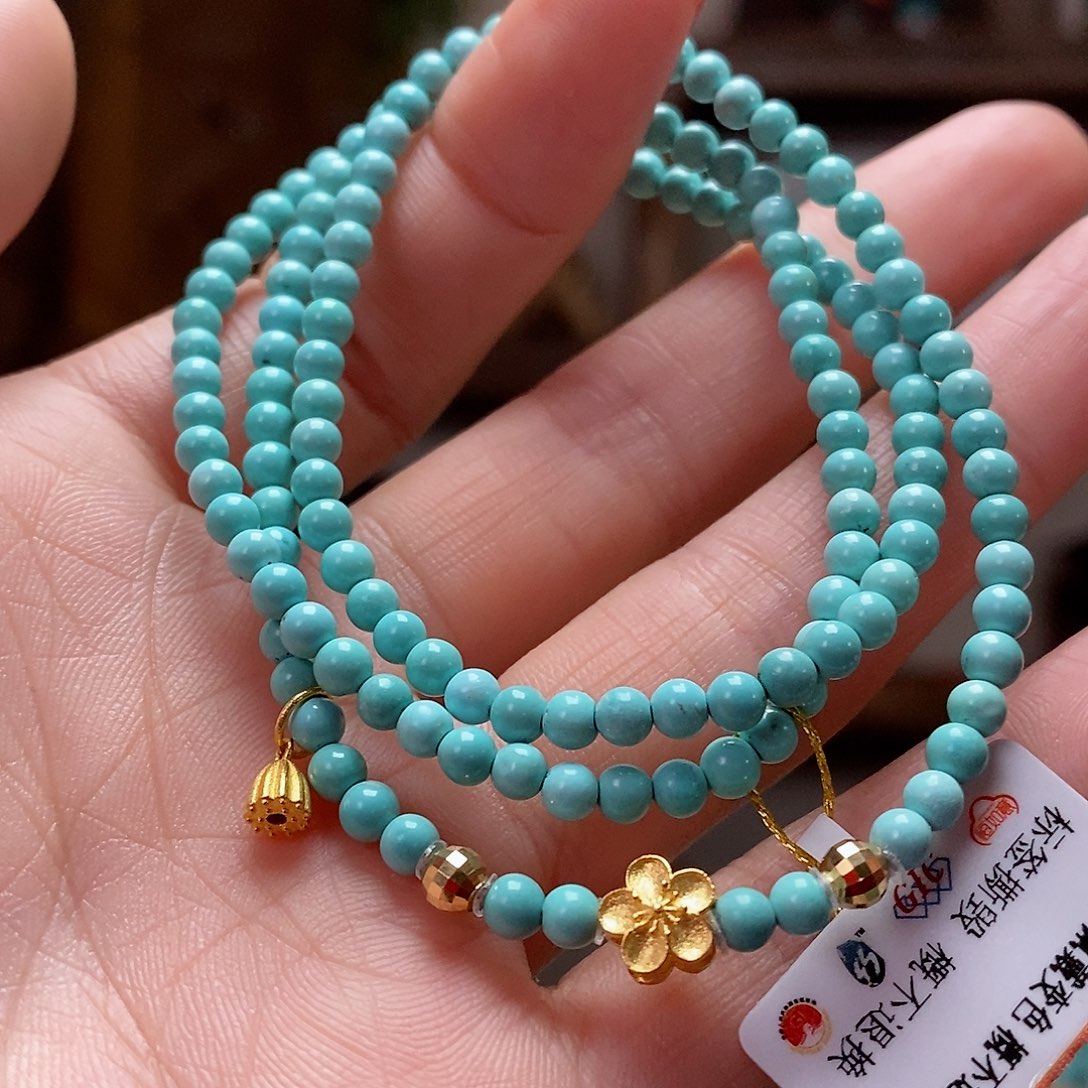 绿松石珠宝奇石18K金镶嵌